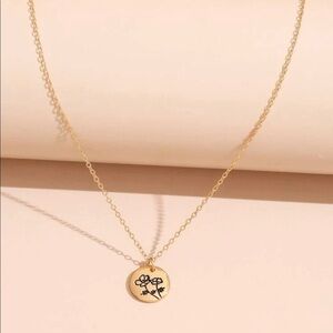 Gold Flower Minimalist Pendant Necklace
